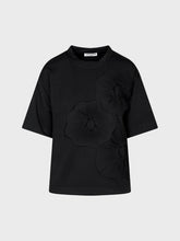 T-shirt fiore plisse nera - NERO | Sandro Ferrone