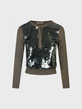 Maglia scollo tondo con ricamo paillettes - Maglieria | Sandro Ferrone