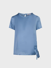 Blusa con scollo tondo in raso - CELESTE | Sandro Ferrone