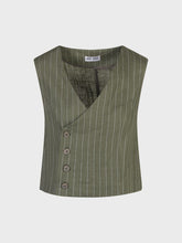 Gilet gessato con allacciatura asimmetrica - MILITARE | Sandro Ferrone