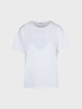 T-shirt bianca in cotone con cuore paillettes - BIANCO-BIANCO | Sandro Ferrone