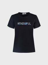 T-shirt nera in cotone "wonderful" - Nuova Collezione | Sandro Ferrone